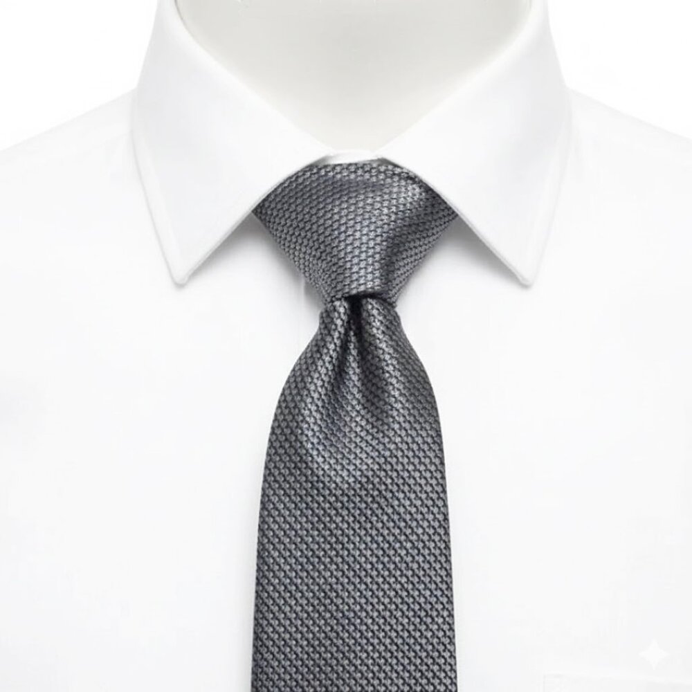 Bill Blass Silk Tie Geometric Silver Black Diamonds